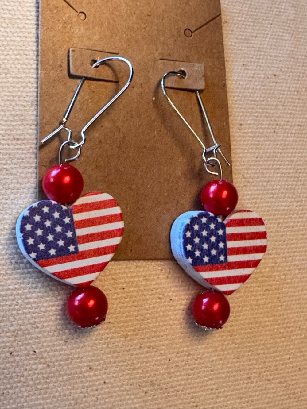 Handcrafted Patriotic Fourth of July Earrings Red White and Blue Dangle